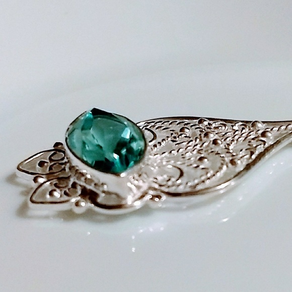 SEA FOAM QUARTZ .925 STERLING SILVER PENDANT - Picture 6 of 7